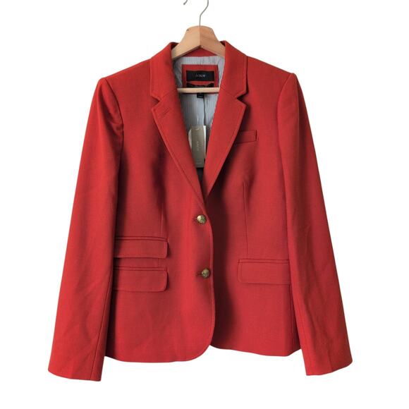 NWT J. Crew Schoolboy Blazer Wool Blend Button Womens Size 10 Rust Orange Autumn - Picture 1 of 12